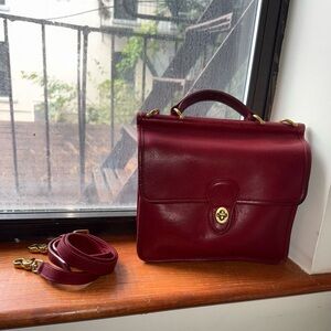 Vintage Classic Coach Willis in Burgundy with brass hardware Style #9927